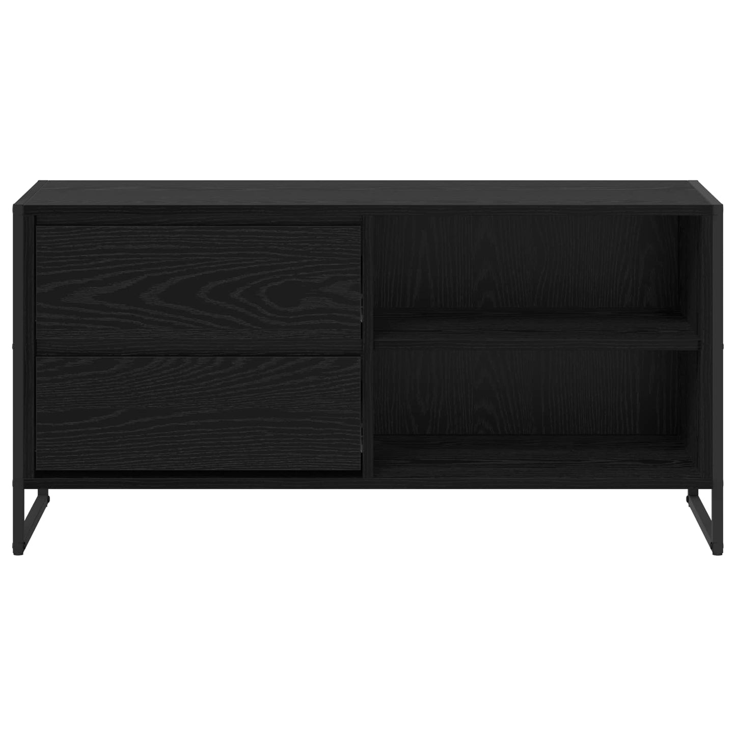 vidaXL TV Cabinet 100 x 36 x 49.5 cm Black Oak Engineered Wood 6