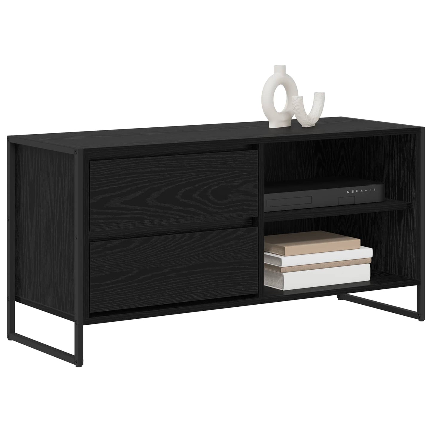 vidaXL TV Cabinet 100 x 36 x 49.5 cm Black Oak Engineered Wood 3