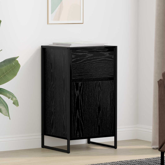 vidaXL Sideboard Black Oak Engineered Wood, a tall narrow cabinet with a drawer and a door