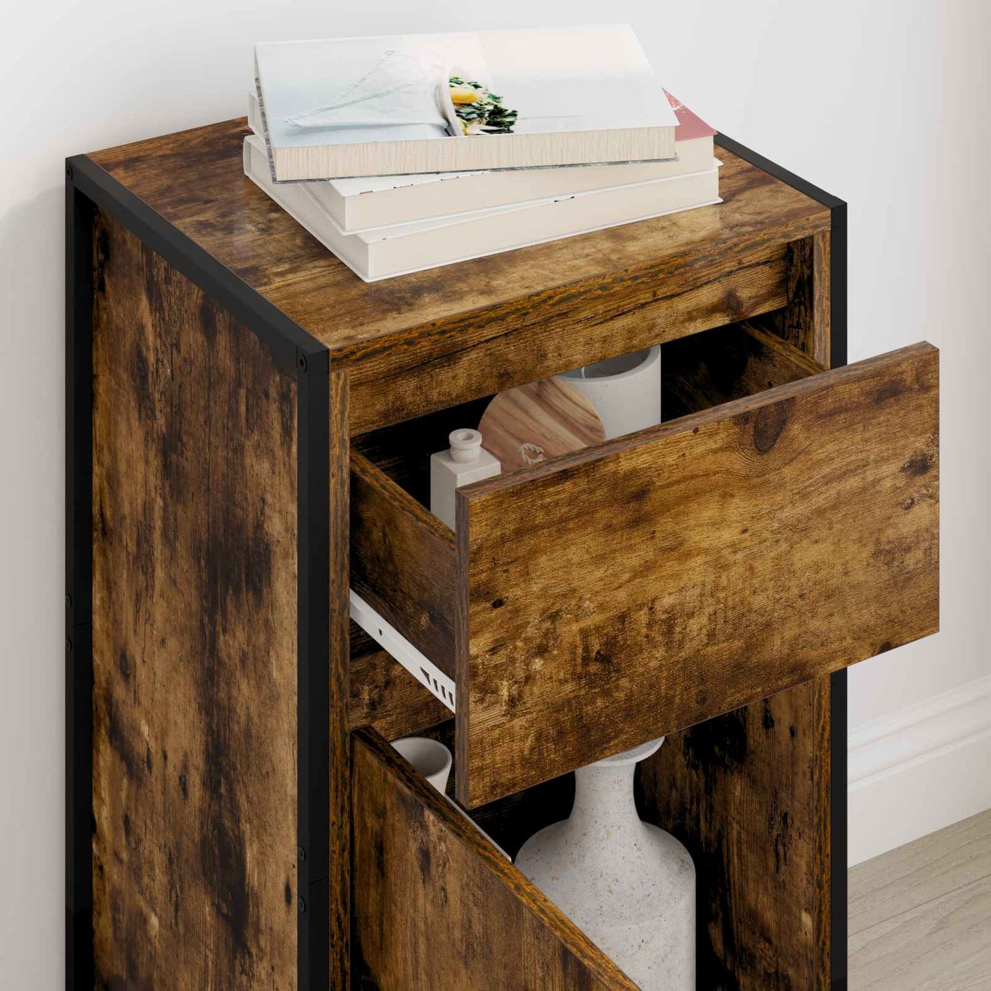 vidaXL Sideboard Smoke Oak 43 x 36 x 75.5 cm Engineered Wood 4