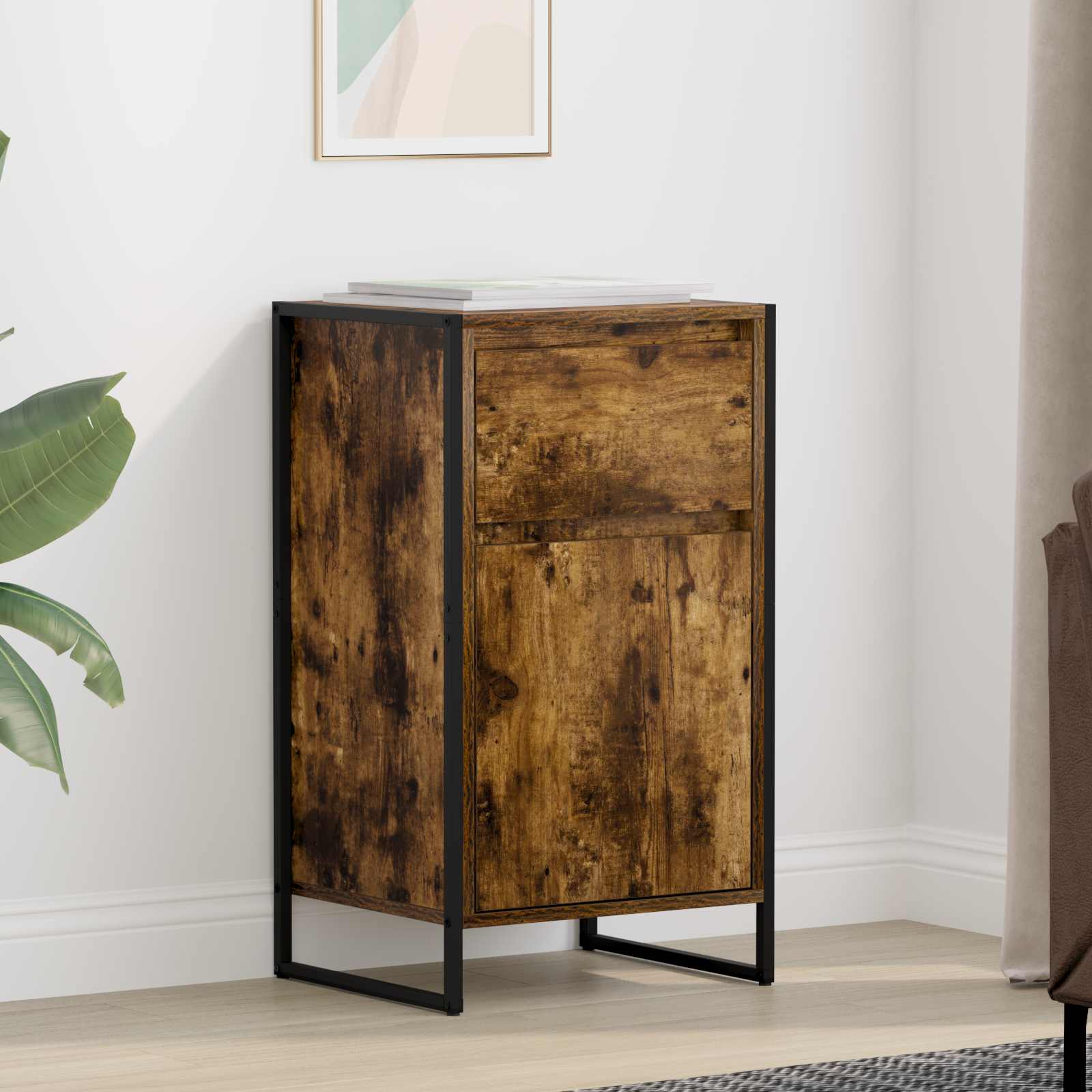 vidaXL Sideboard Smoke Oak 43 x 36 x 75.5 cm Engineered Wood 1