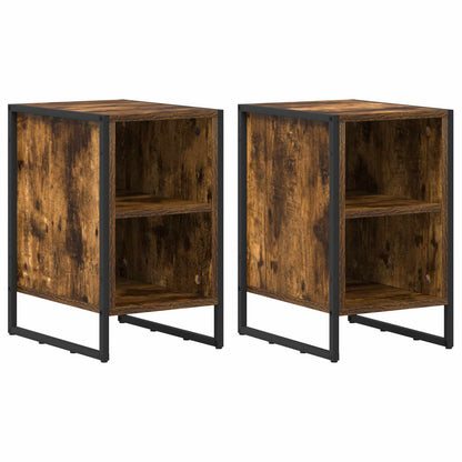 vidaXL Bedside Table 2 pcs Smoke Oak 39.5 x 30 x 50 cm Engineered Wood 2