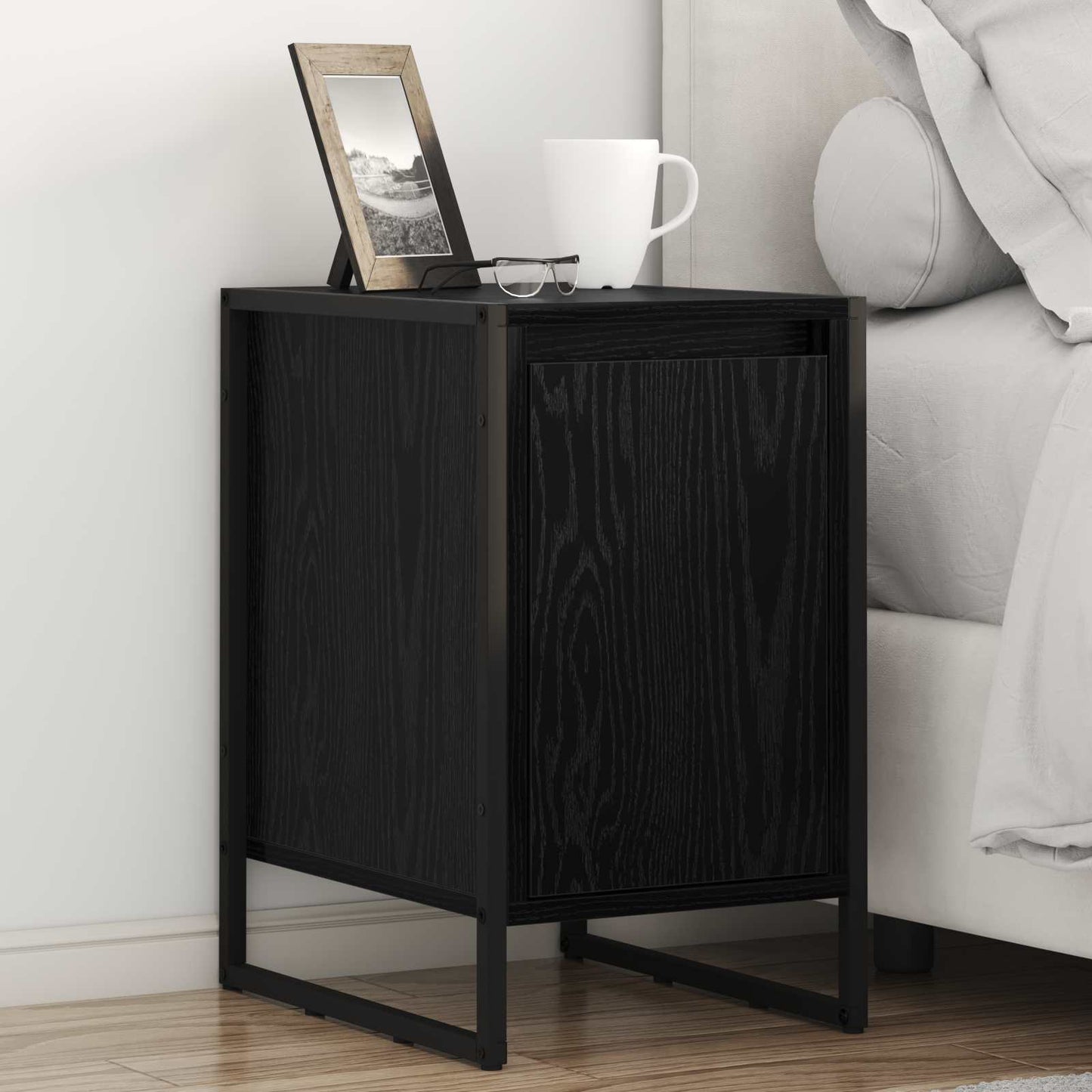 vidaXL Bedside Table 2 pcs Black Oak 39.5 x 30 x 50 cm Engineered Wood 1