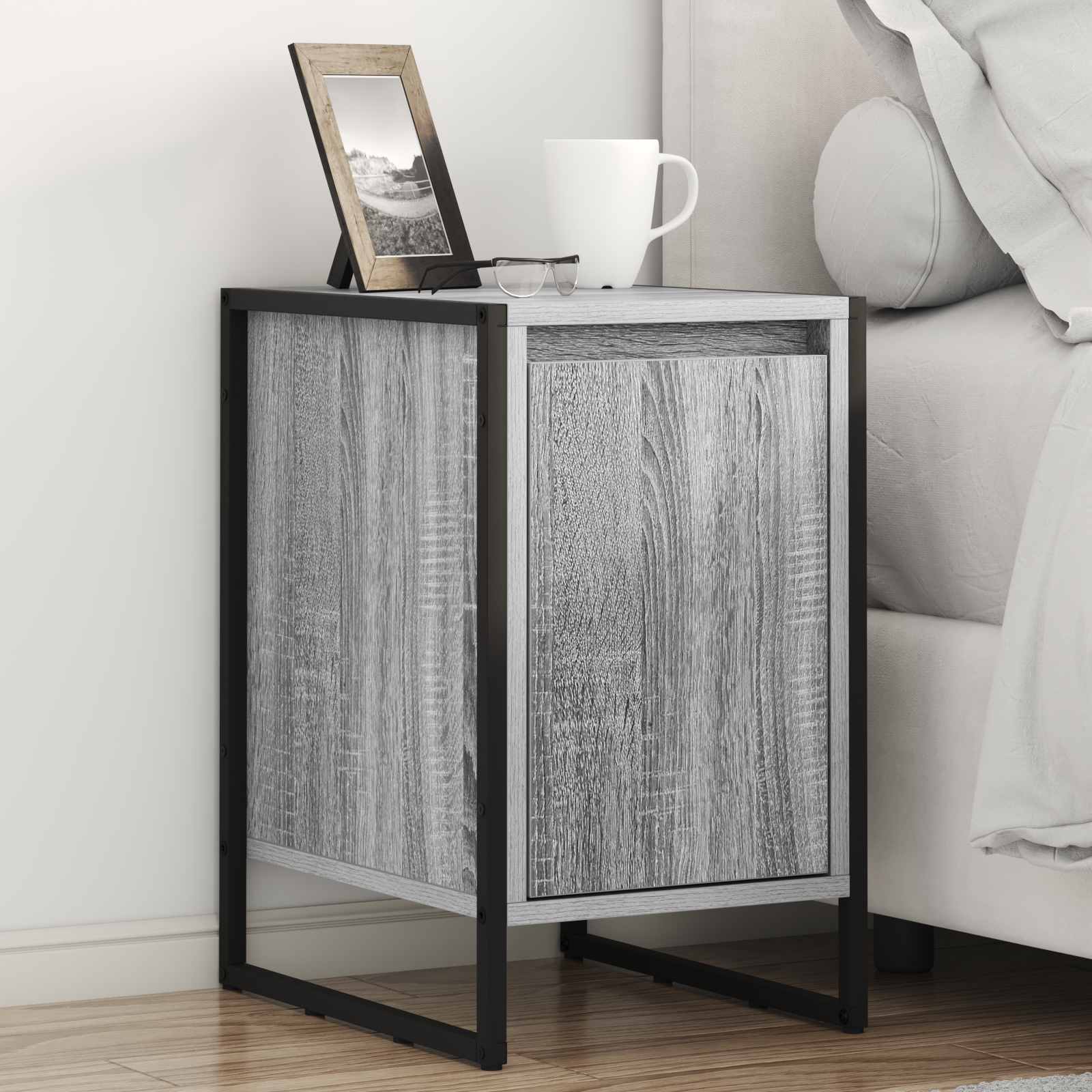 vidaXL Bedside Table 2 pcs Grey Sonoma 39.5 x 30 x 50 cm 1
