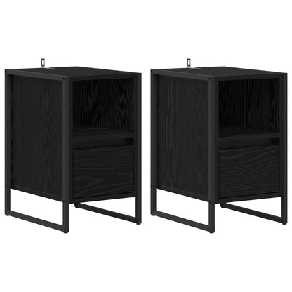 vidaXL Bedside Table 2 pcs Black Oak 39.5 x 30 x 50 cm Engineered Wood 2
