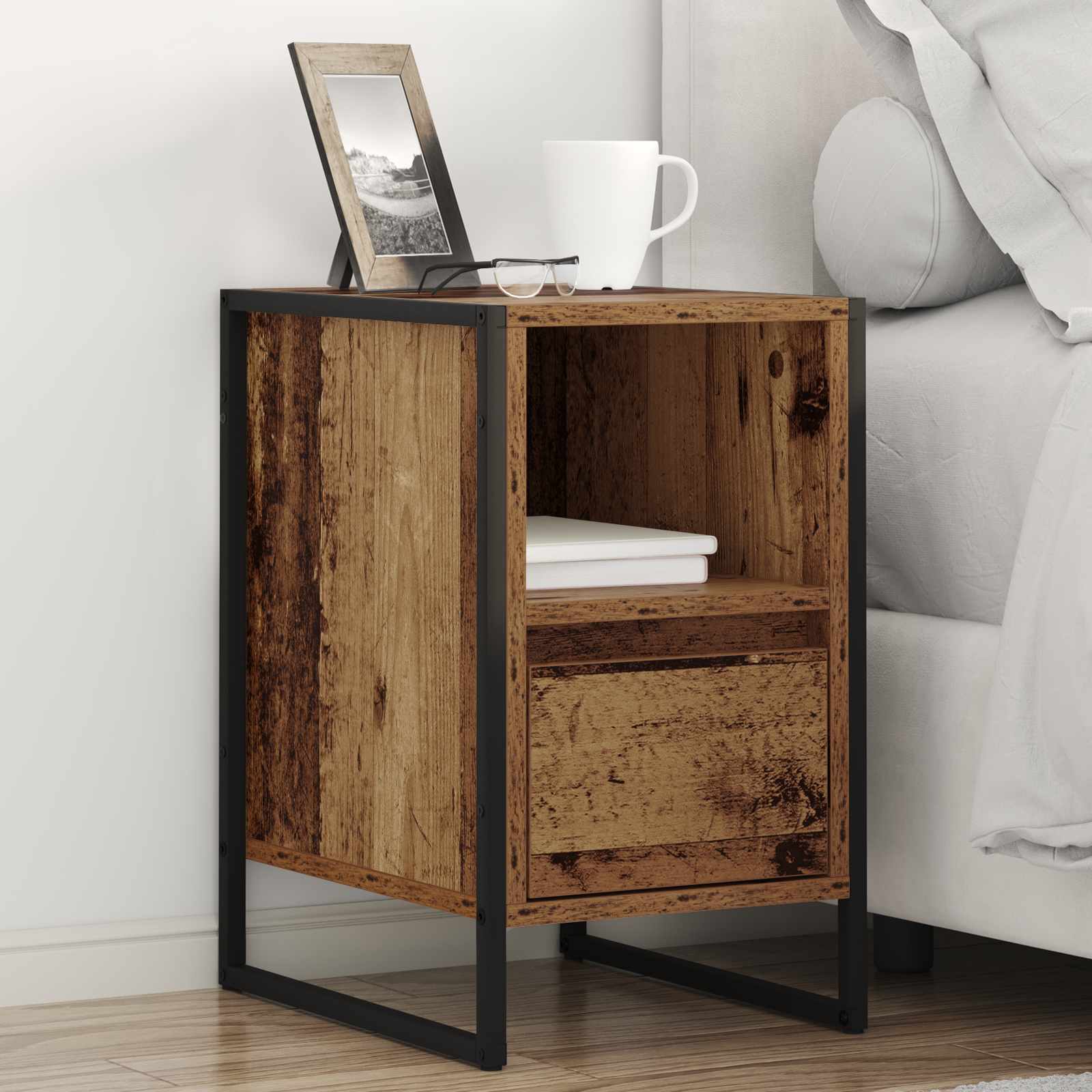 vidaXL Bedside Table 2 pcs Old Wood 39.5 x 30 x 50 cm Engineered Wood 1