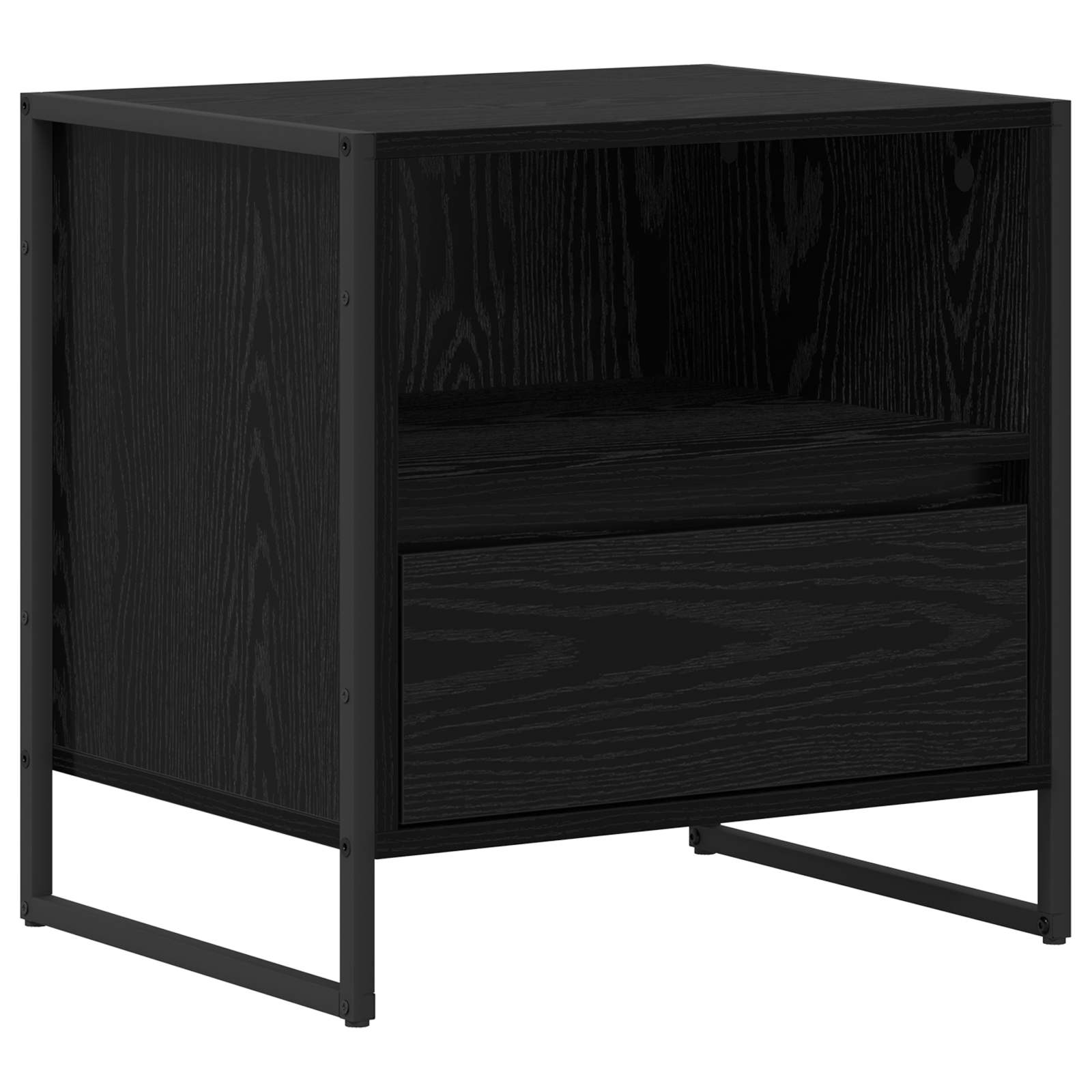 vidaXL Bedside Table Black Oak 50 x 39.5 x 50 cm Engineered Wood 2