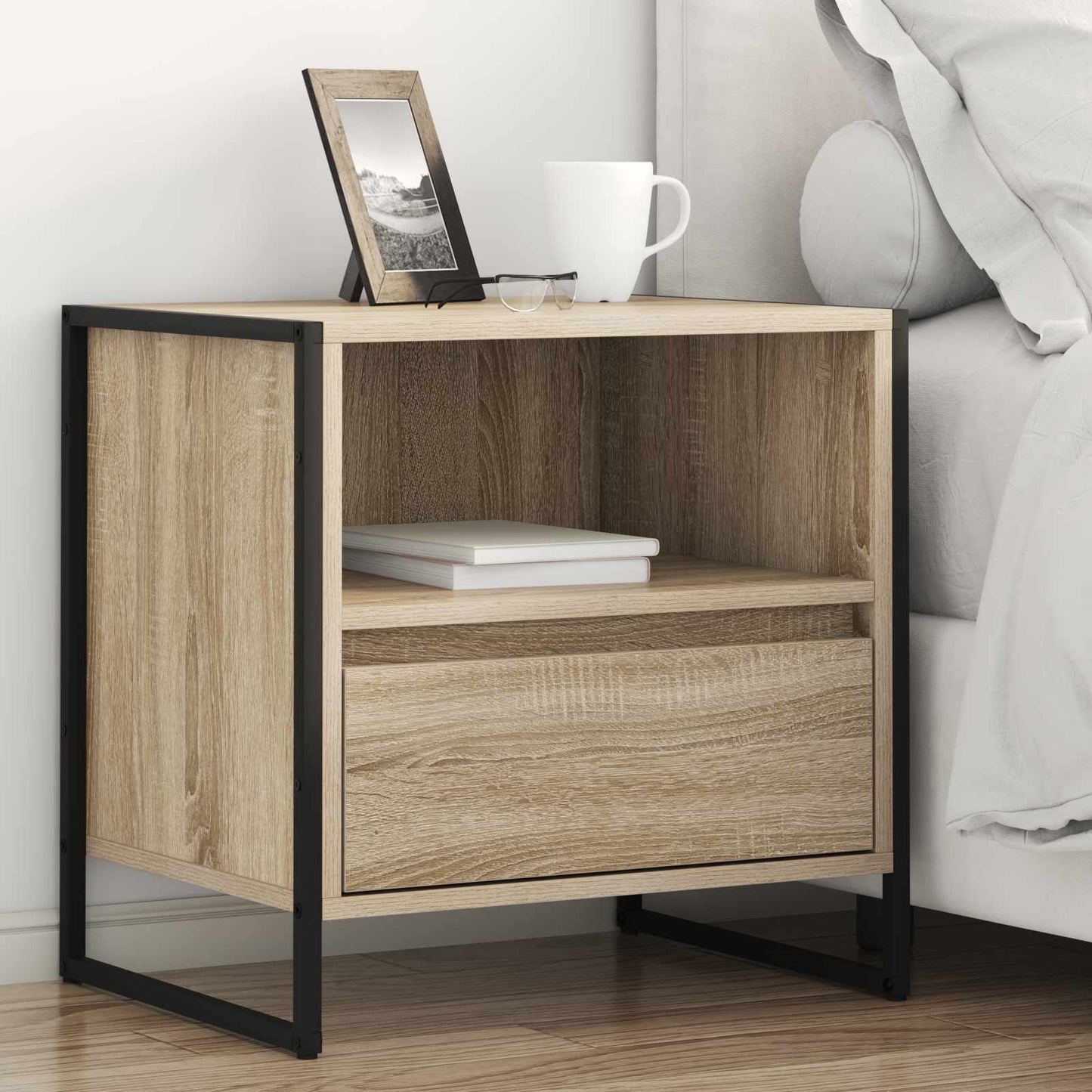 vidaXL Bedside Table Sonoma 50 x 39.5 x 50 cm Engineered Wood 1