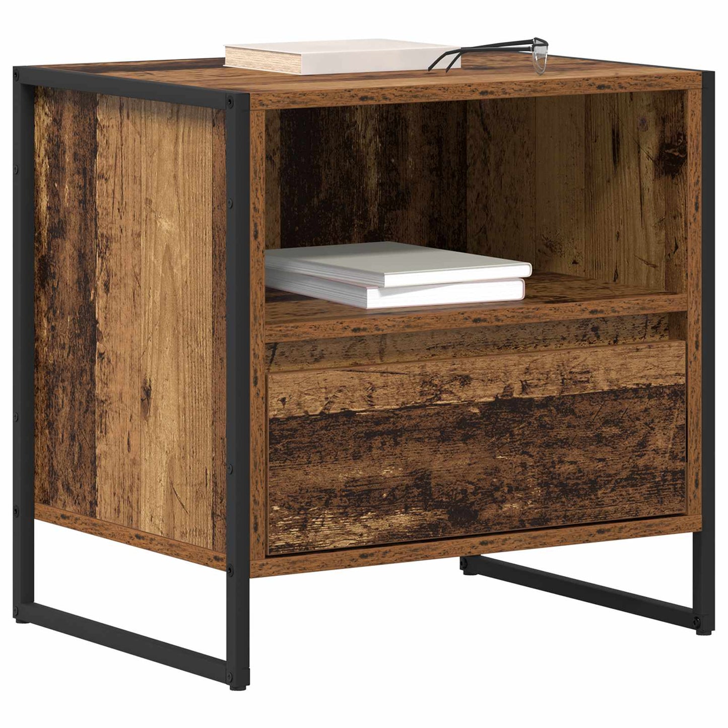 vidaXL Bedside Table Old Wood 50 x 39.5 x 50 cm Engineered Wood 3