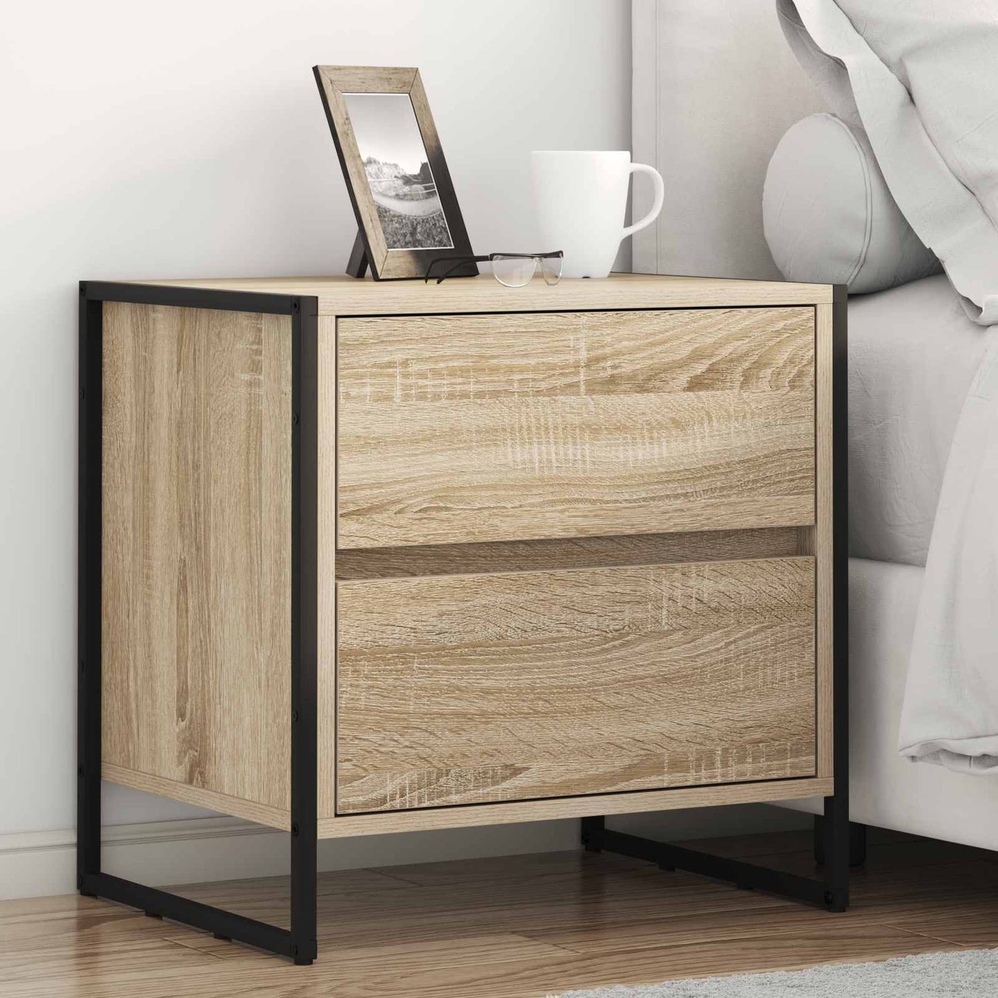 vidaXL Bedside Table Sonoma 50 x 39.5 x 50 cm Engineered Wood 1