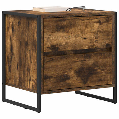 vidaXL Bedside Table Smoke Oak 50 x 39.5 x 50 cm Engineered Wood 3