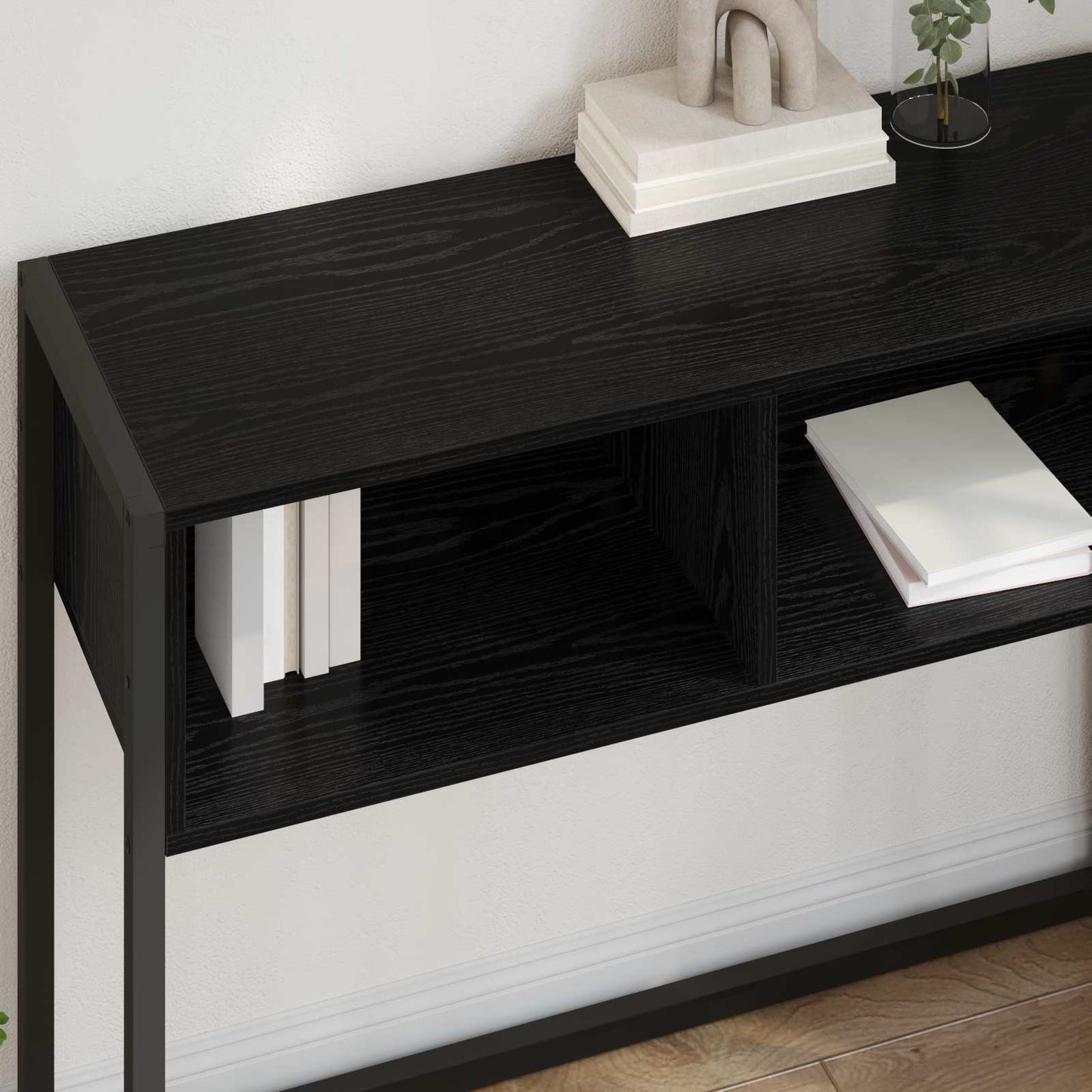 vidaXL End Table Black Oak 100 x 36 x 75 cm Engineered Wood 4
