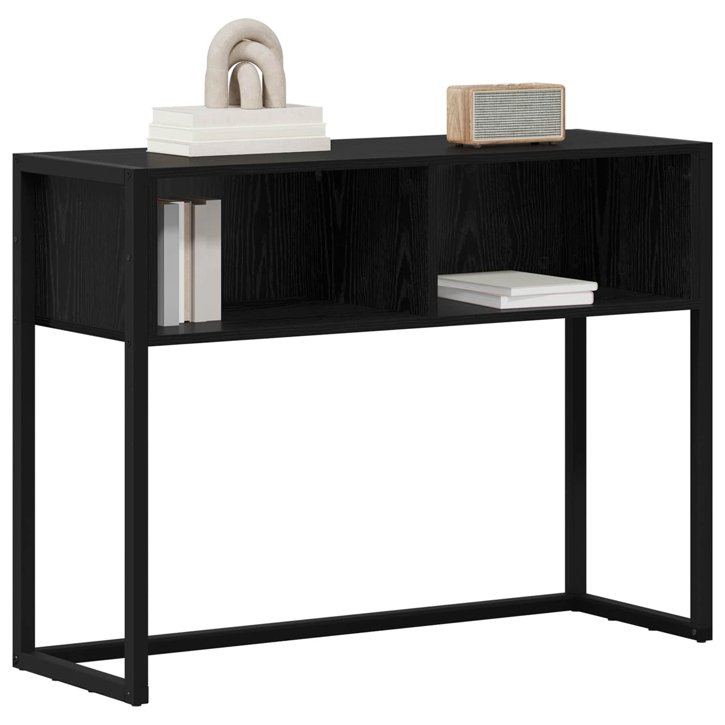 vidaXL End Table Black Oak 100 x 36 x 75 cm Engineered Wood 3