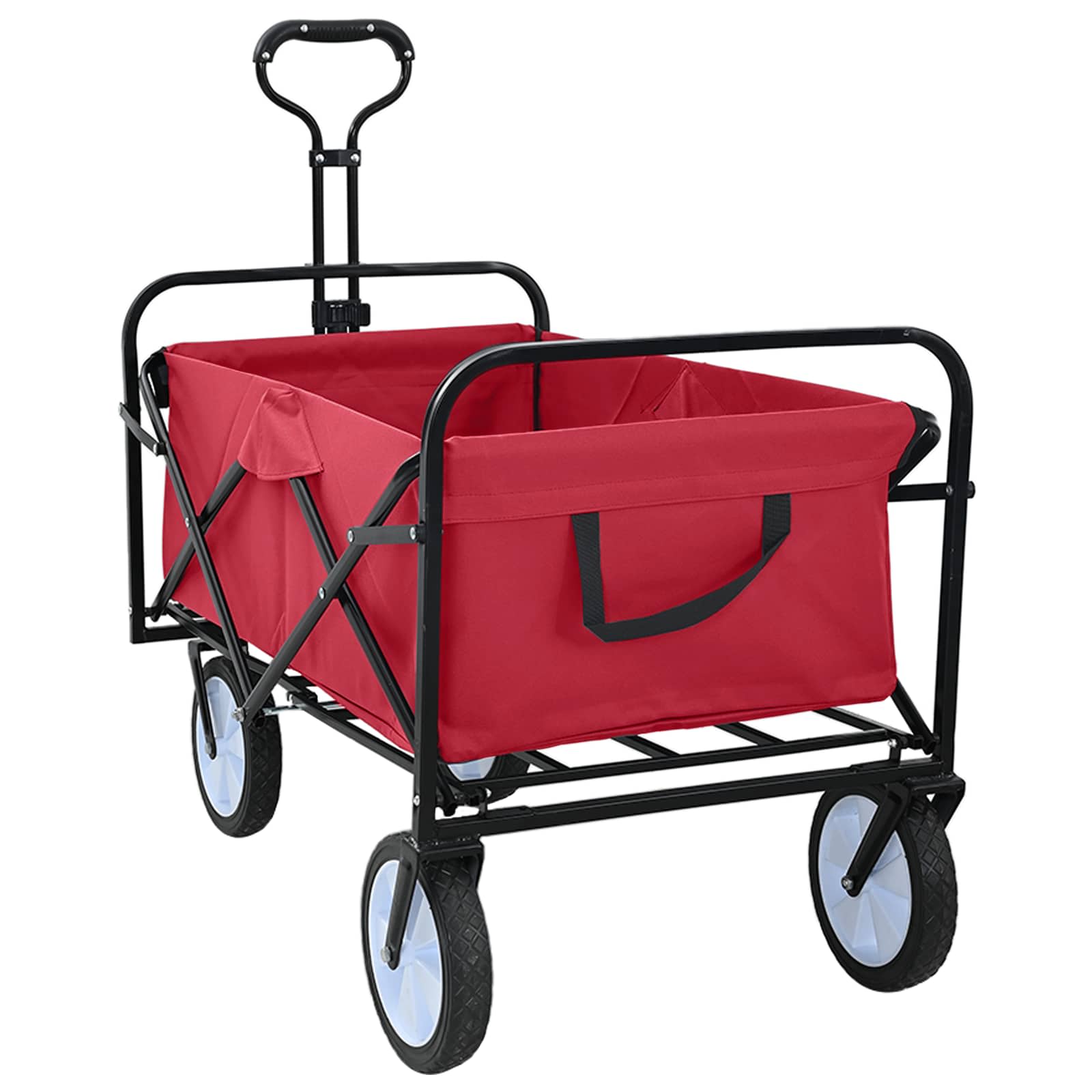 vidaXL Folding Shopping Trolley with Breaks Manual Red 94 x 53 x 99 cm 2