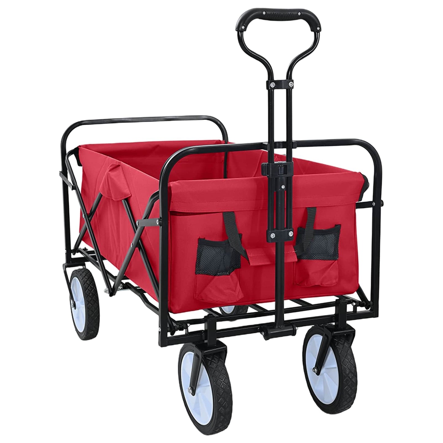 vidaXL Folding Shopping Trolley with Breaks Manual Red 94 x 53 x 99 cm 5