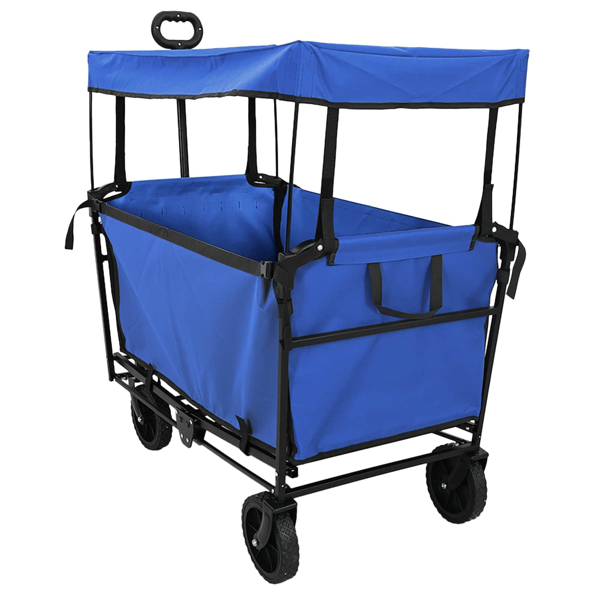 Folding Hand Trolley With Roof 105 x 56.5 x 116 cm 150 kg Blue