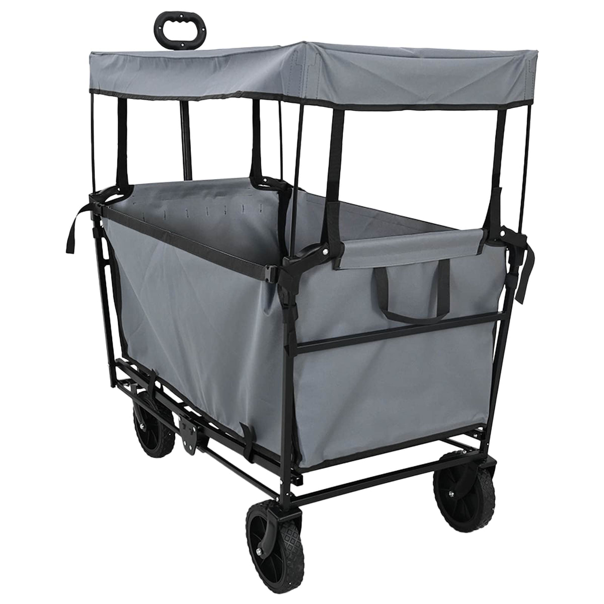 Folding Hand Trolley With Roof 105 x 56.5 x 116 cm 150 kg Grey