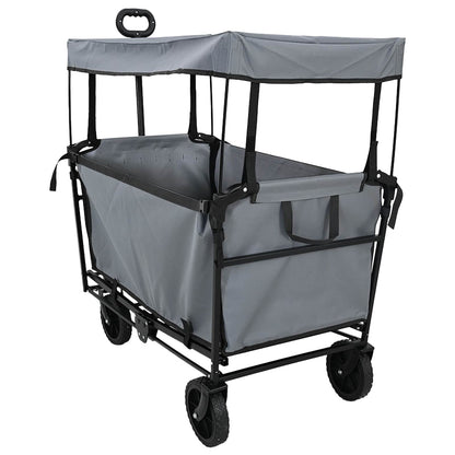 Folding Hand Trolley With Roof 105 x 56.5 x 116 cm 150 kg Grey