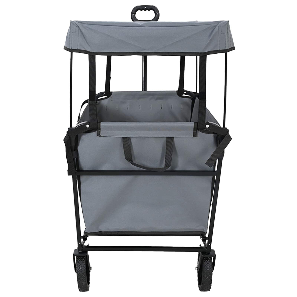 Folding Hand Trolley With Roof 105 x 56.5 x 116 cm 150 kg Grey