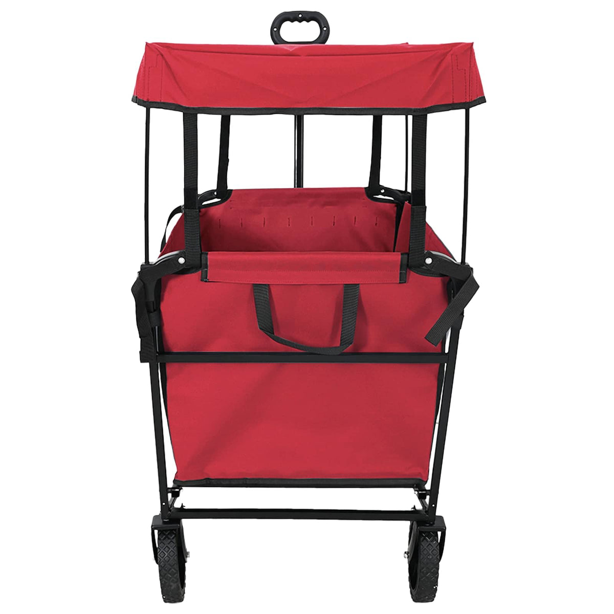 Folding Hand Trolley With Roof 105 x 56.5 x 116 cm 150 kg Red