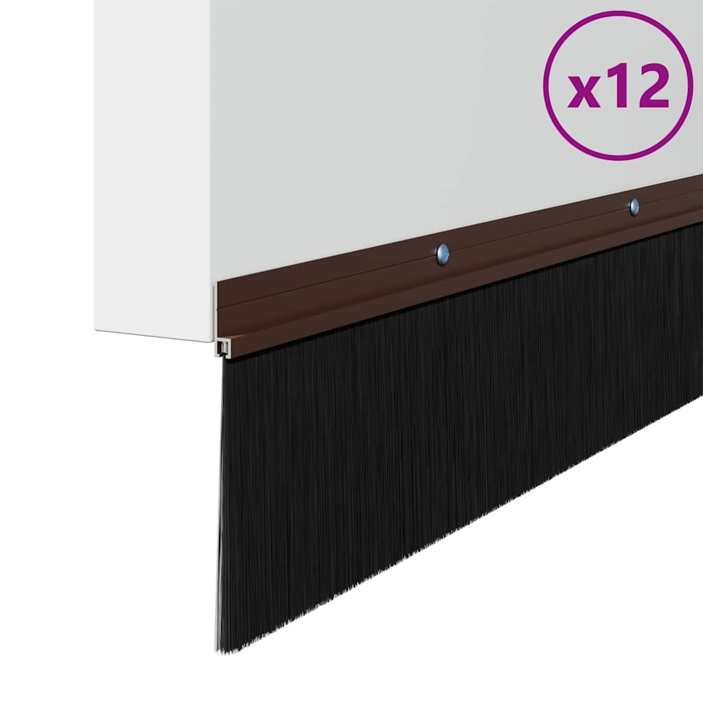 vidaXL Screw-on Door Brush Seals 12 pcs Brown 100 cm Aluminium Alloy 3
