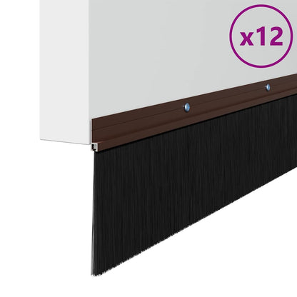 vidaXL Screw-on Door Brush Seals 12 pcs Brown 100 cm Aluminium Alloy 3