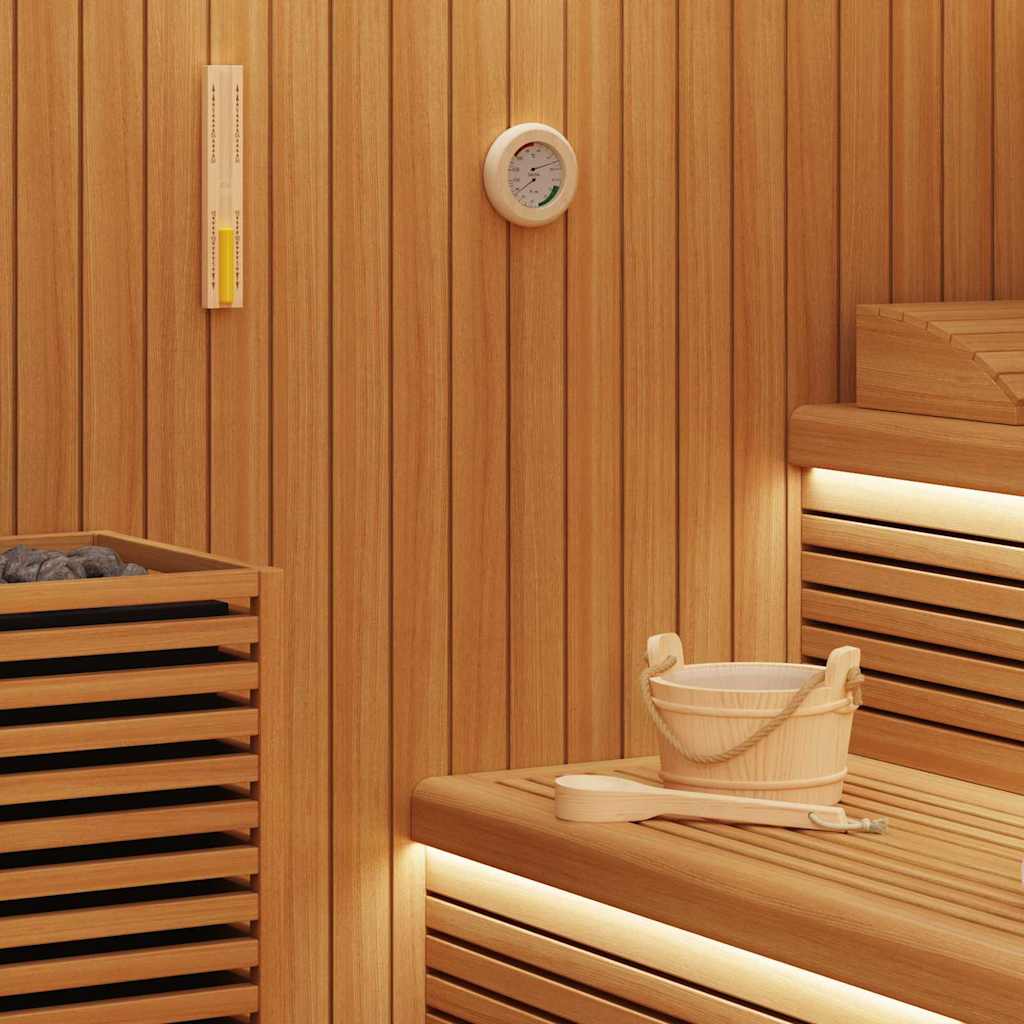 vidaXL Sauna Accessory Set 4 pcs Brown Solid Pine Wood and Hemp 1