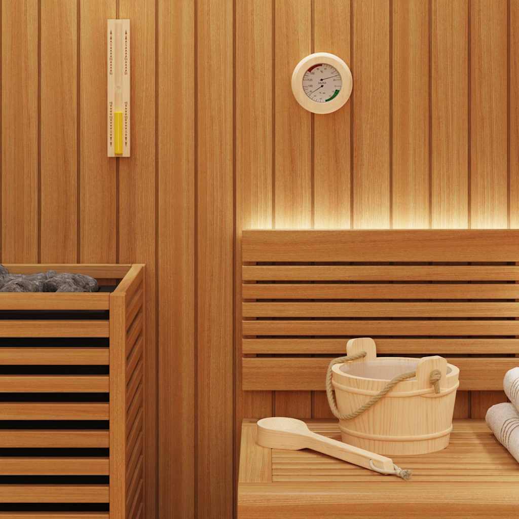 vidaXL Sauna Accessory Set 4 pcs Brown Solid Pine Wood and Hemp 3