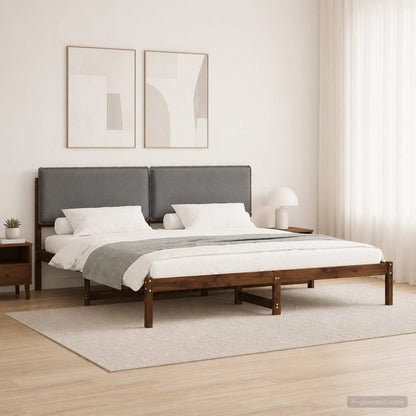 vidaXL Bed Frame with Upholstered Headboard Dark Brown and Light Grey 1