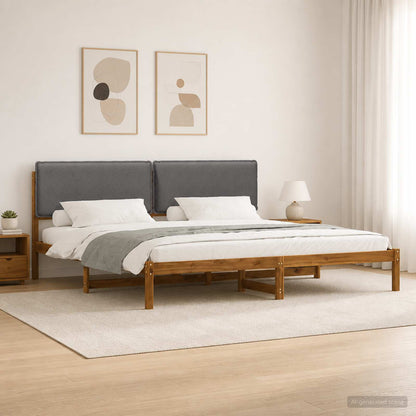 Bed Frame with Upholstered Headboard Length 200 cm Natural and Light Grey 180 cm