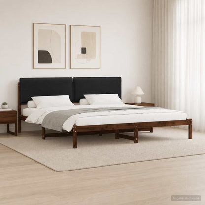 vidaXL Bed Frame with Upholstered Headboard Dark Brown and Black 1