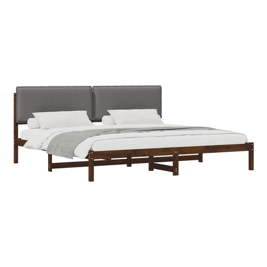 vidaXL Bed Frame with Upholstered Headboard Dark Brown and Light Grey 2