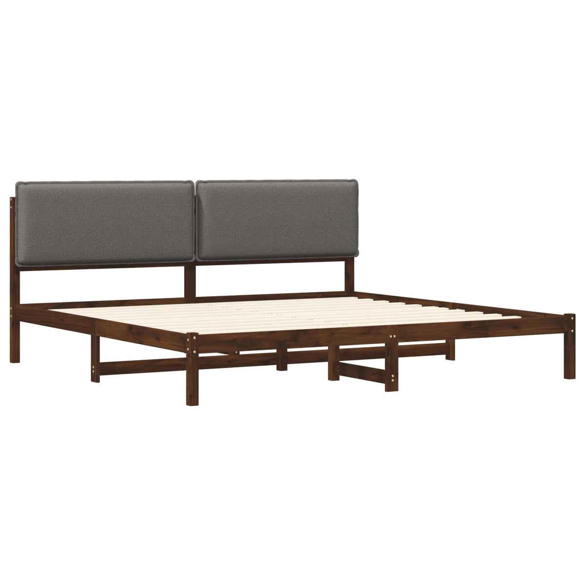 vidaXL Bed Frame with Upholstered Headboard Dark Brown and Light Grey 3