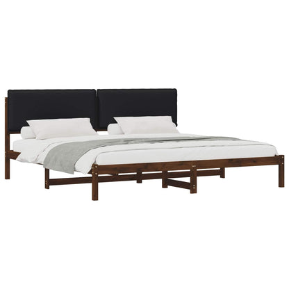 vidaXL Bed Frame with Upholstered Headboard Dark Brown and Black 2