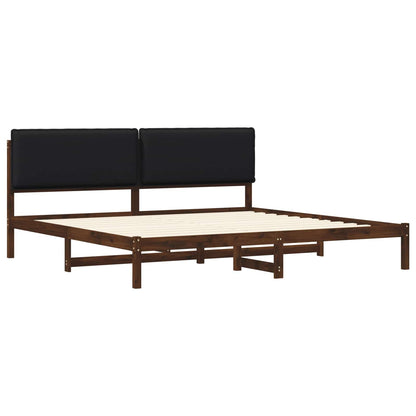vidaXL Bed Frame with Upholstered Headboard Dark Brown and Black 3
