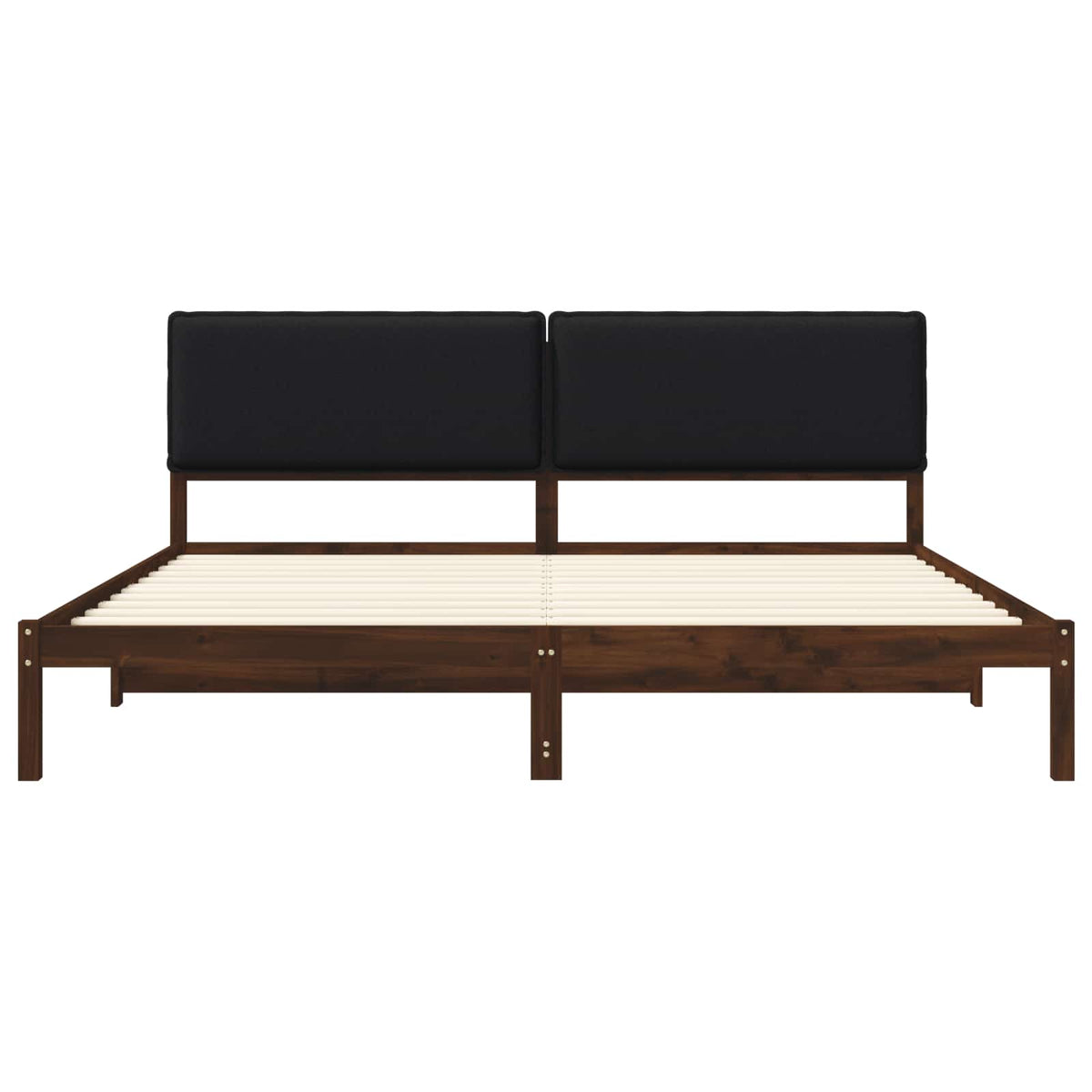 vidaXL Bed Frame with Upholstered Headboard Dark Brown and Black 4