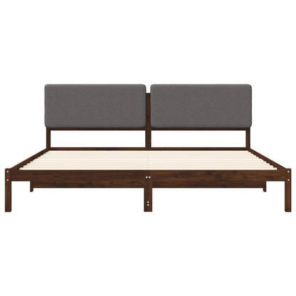 vidaXL Bed Frame with Upholstered Headboard Dark Brown and Light Grey 4