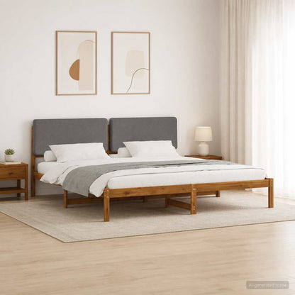 Bed Frame with Upholstered Headboard Length 200 cm Natural and Light Grey 200 cm
