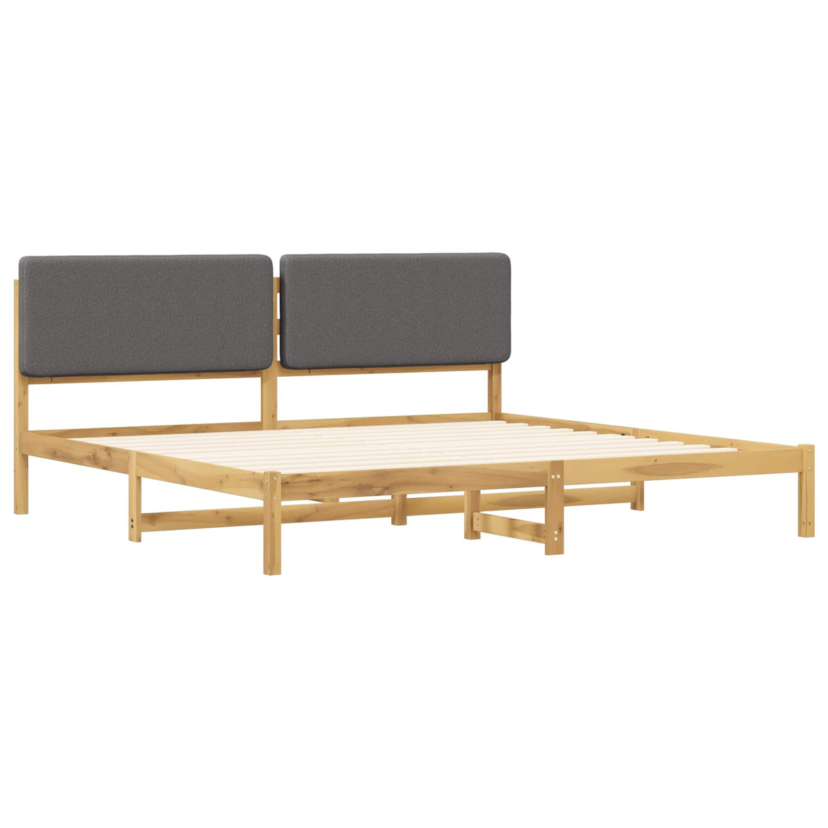 Bed Frame with Upholstered Headboard Length 200 cm Whitewash and Light Grey 200 cm