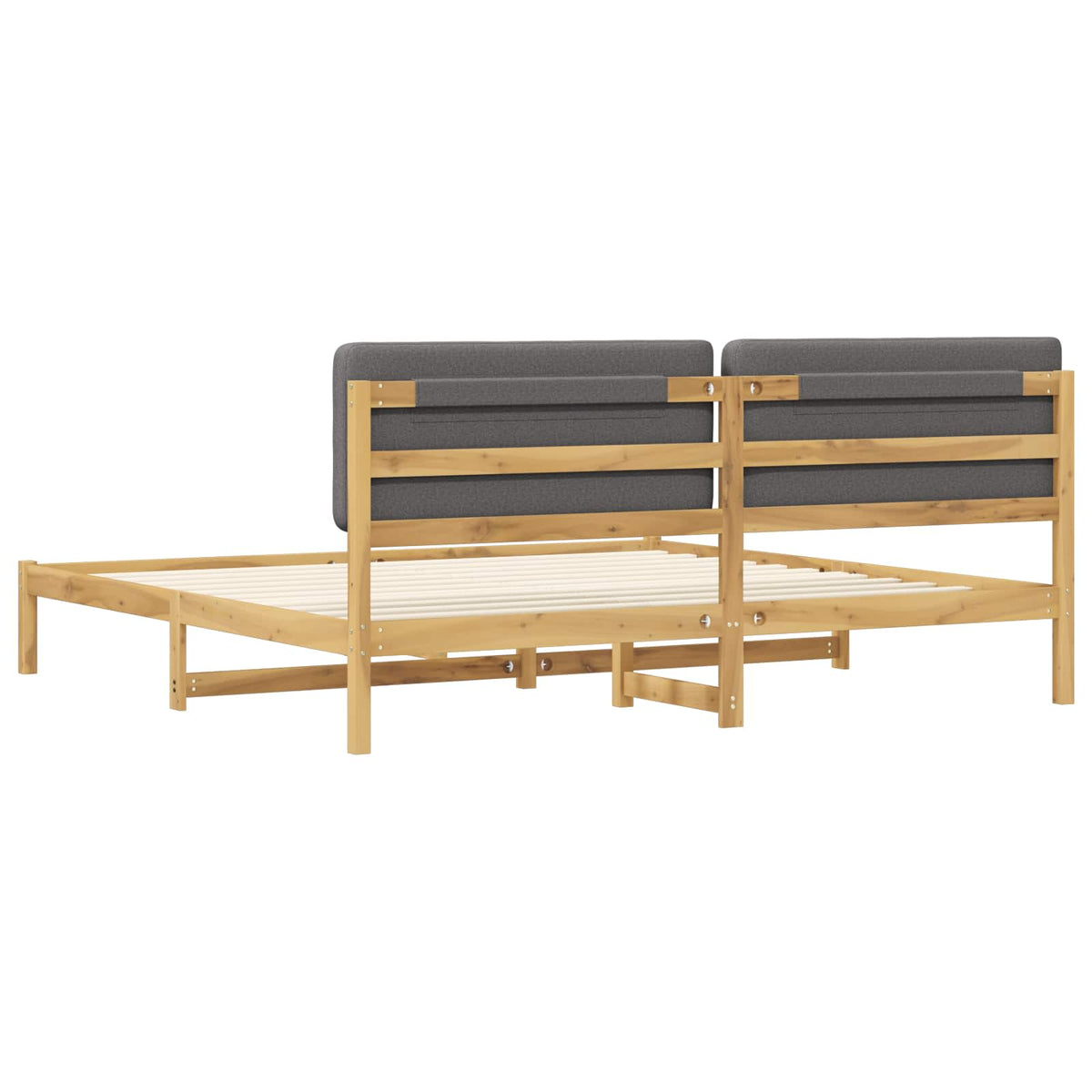 Bed Frame with Upholstered Headboard Length 200 cm Whitewash and Light Grey 200 cm