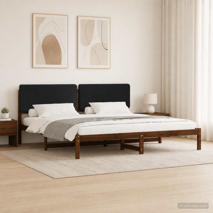 vidaXL Bed Frame with Upholstered Headboard Dark Brown and Black 1