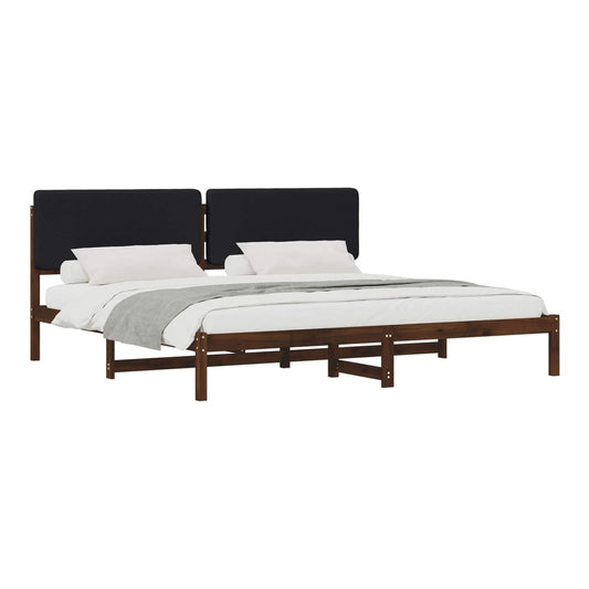 vidaXL Bed Frame with Upholstered Headboard Dark Brown and Black 2