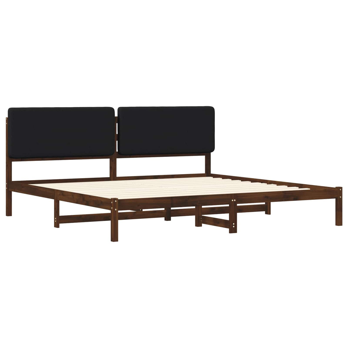 vidaXL Bed Frame with Upholstered Headboard Dark Brown and Black 3