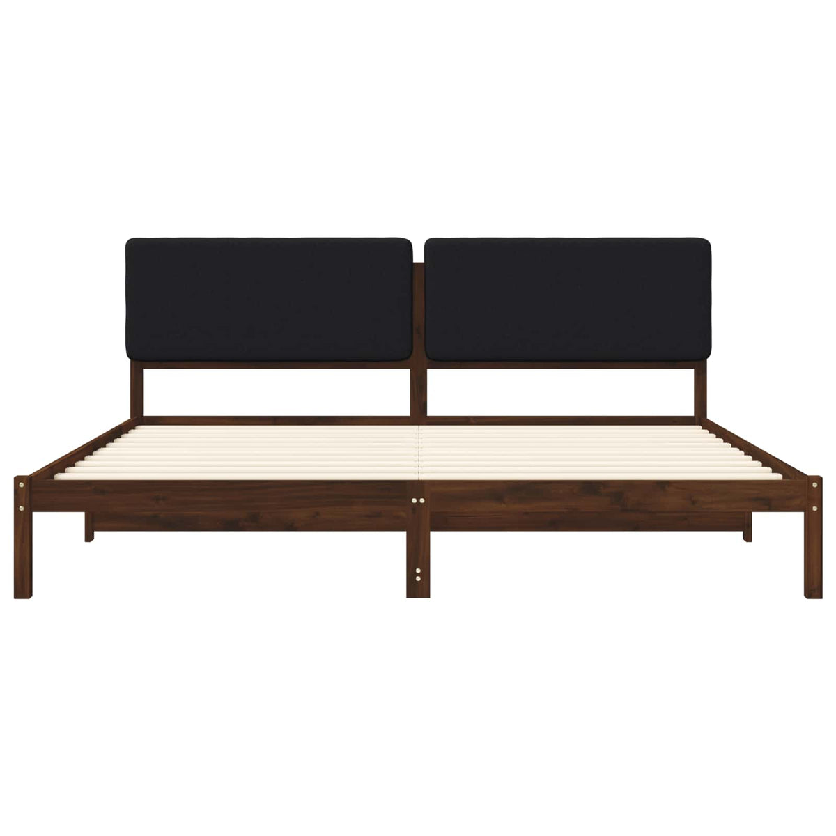 vidaXL Bed Frame with Upholstered Headboard Dark Brown and Black 4