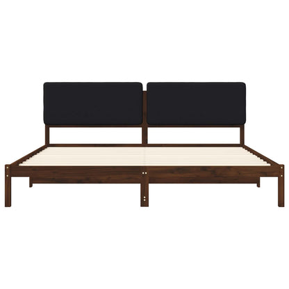 vidaXL Bed Frame with Upholstered Headboard Dark Brown and Black 4