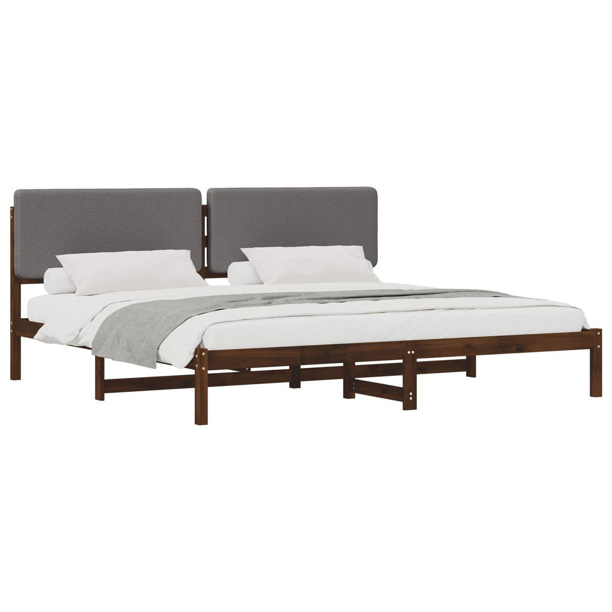 vidaXL Bed Frame with Upholstered Headboard Dark Brown and Light Grey 2