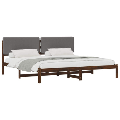vidaXL Bed Frame with Upholstered Headboard Dark Brown and Light Grey 2