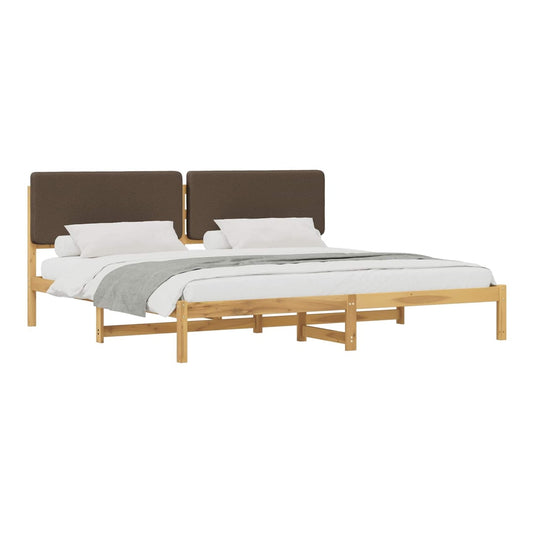 Bed Frame with Upholstered Headboard Length 200 cm Whitewash and Taupe 180 cm