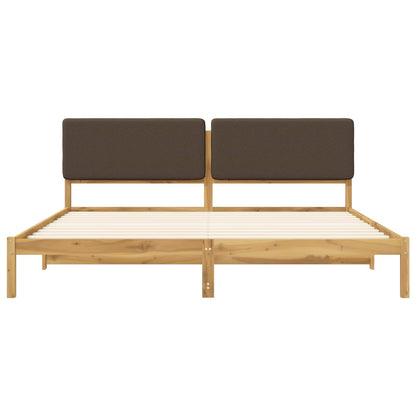 Bed Frame with Upholstered Headboard Length 200 cm Whitewash and Taupe 180 cm
