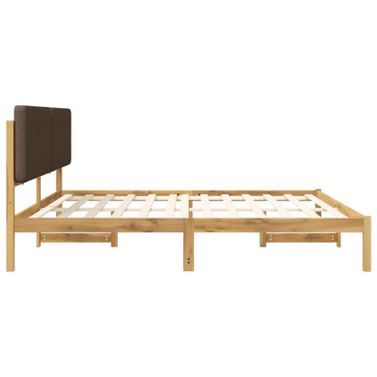 Bed Frame with Upholstered Headboard Length 200 cm Whitewash and Taupe 180 cm